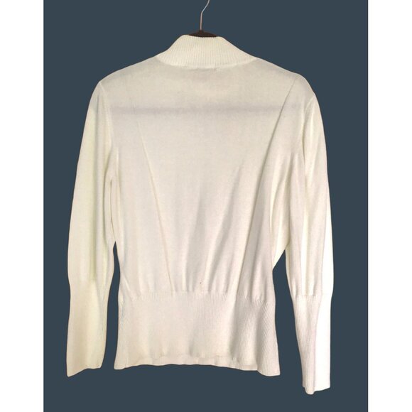 Westbound XL Cotton Turtleneck Sweater Ribbed Cuffs & Hem White - Picture 2 of 7